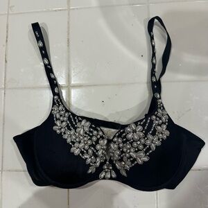 Marciano Black Bra with Silver Floral Embellishments